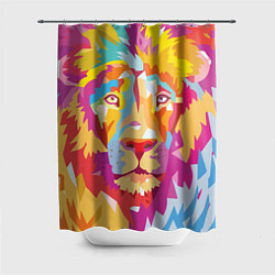 Шторка для душа Акварельный лев, цвет: 3D-принт