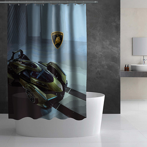 Шторка для ванной Lamborghini - motorsport extreme / 3D-принт – фото 2