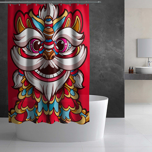 Шторка для ванной Морда Азиатского Льва / 3D-принт – фото 2