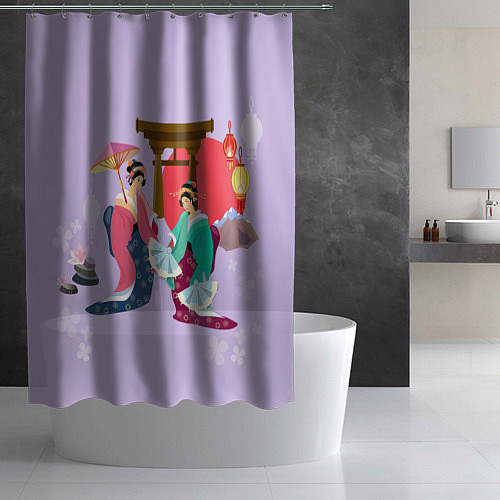 Шторка для ванной Geishas / 3D-принт – фото 2