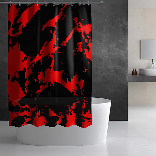 Шторка для ванной Красный на черном / 3D-принт – фото 2