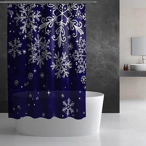Шторка для ванной Новогодние снежинки / 3D-принт – фото 2