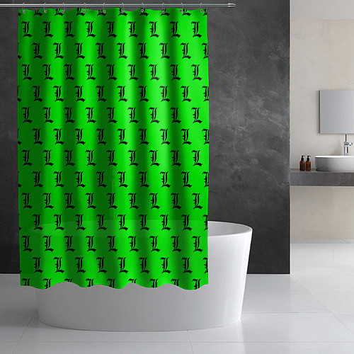 Шторка для ванной Эл паттерн зеленый / 3D-принт – фото 2