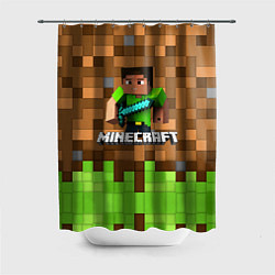 Шторка для душа Minecraft logo heroes, цвет: 3D-принт