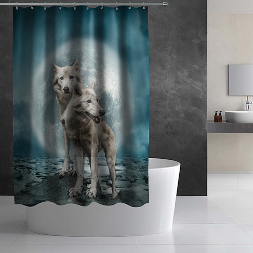 Шторка для ванной Волки альбиносы / 3D-принт – фото 2