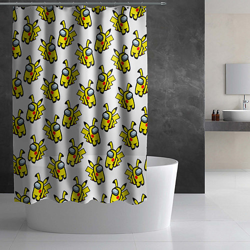 Шторка для ванной Among us Pikachu / 3D-принт – фото 2