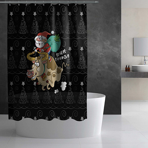 Шторка для ванной Санта на олене / 3D-принт – фото 2