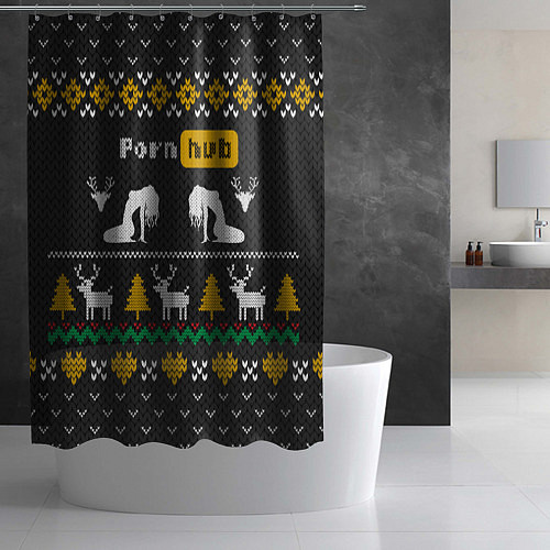 Шторка для ванной Pornhub свитер с оленями / 3D-принт – фото 2