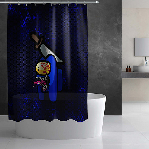 Шторка для ванной Among Us Imposter Blue / 3D-принт – фото 2