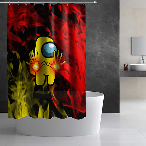 Шторка для ванной Маг огня Among us / 3D-принт – фото 2