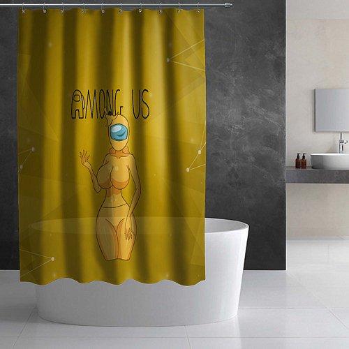 Шторка для ванной Among Us желтая / 3D-принт – фото 2