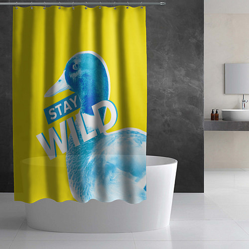 Шторка для ванной Оставайся диким - селезень / 3D-принт – фото 2