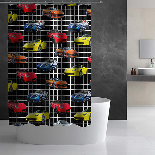 Шторка для ванной Гоночные тачки / 3D-принт – фото 2