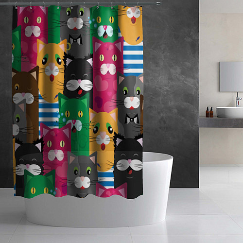 Шторка для ванной Удивленные Коты / 3D-принт – фото 2