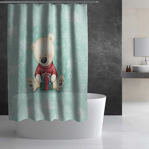 Шторка для ванной Медвежонок с подарком / 3D-принт – фото 2