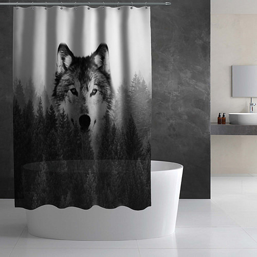 Шторка для ванной Волк / 3D-принт – фото 2
