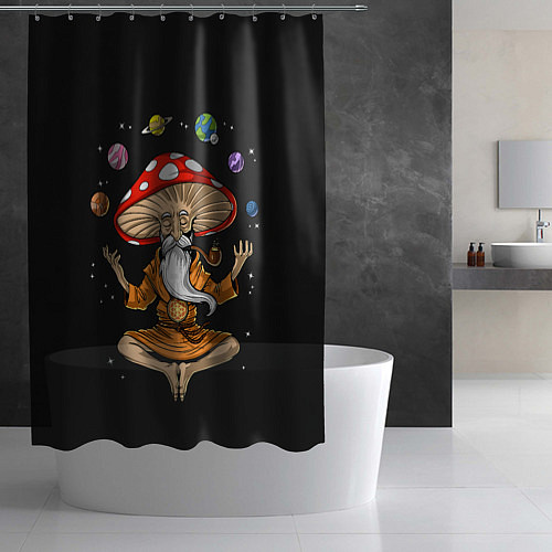 Шторка для ванной Космический Гриб Волшебник / 3D-принт – фото 2