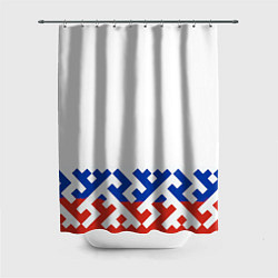 Шторка для ванной Русский орнамент в цветах флага
