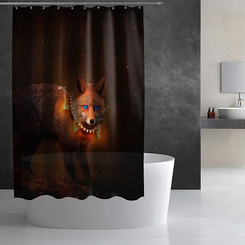 Шторка для ванной Лисица с гирляндой / 3D-принт – фото 2