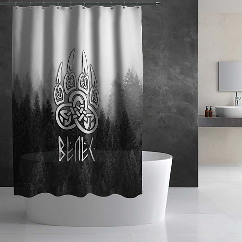 Шторка для ванной ВЕЛЕС туманный лес / 3D-принт – фото 2