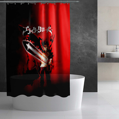 Шторка для ванной Чёрный Аста красный туман / 3D-принт – фото 2