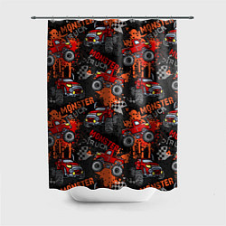 Шторка для ванной MONSTER TRUCK RED