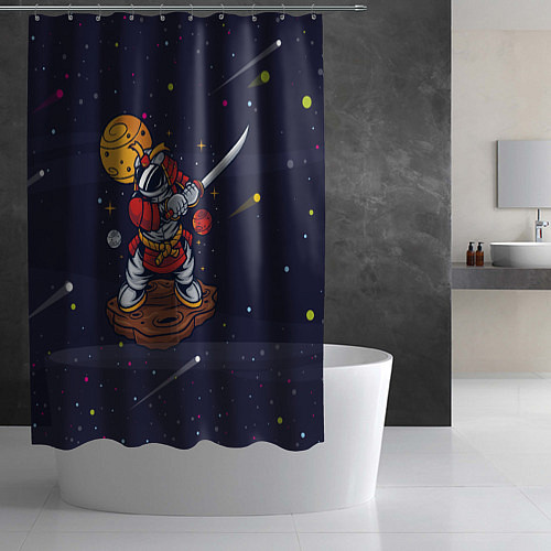 Шторка для ванной Космический самурай / 3D-принт – фото 2