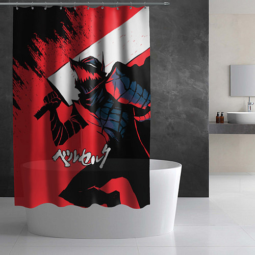 Шторка для ванной БЕРСЕРК red красный / 3D-принт – фото 2