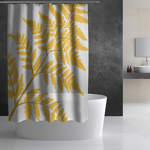 Шторка для ванной Жёлтый папоротник / 3D-принт – фото 2