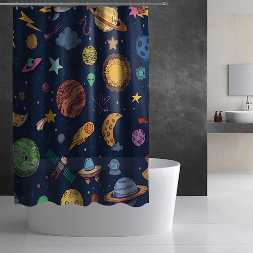 Шторка для ванной Космический мир / 3D-принт – фото 2