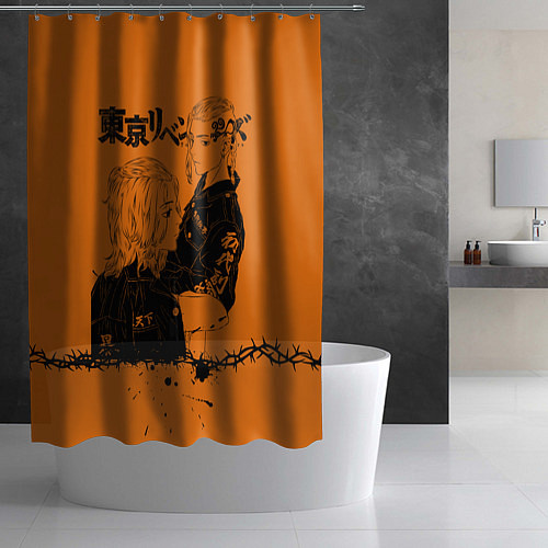 Шторка для ванной Токийские мстители ораньжевый / 3D-принт – фото 2