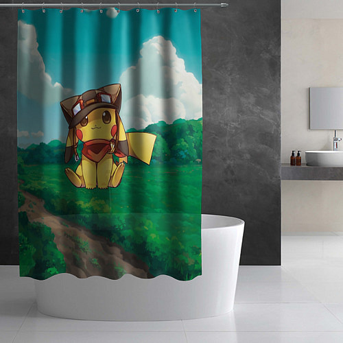 Шторка для ванной Пикачу летчик / 3D-принт – фото 2