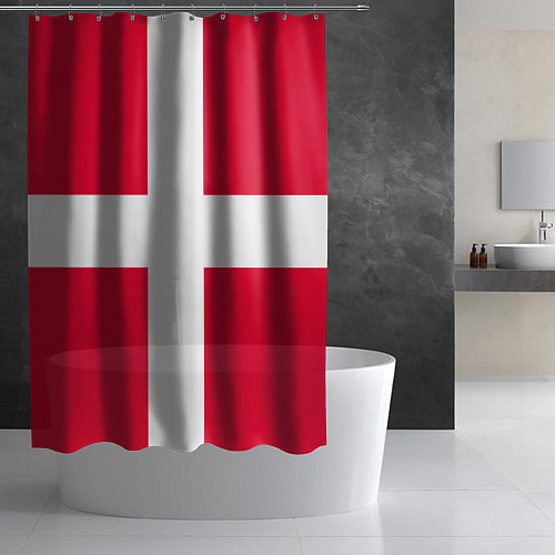Шторка для ванной Дания Флаг Дании / 3D-принт – фото 2