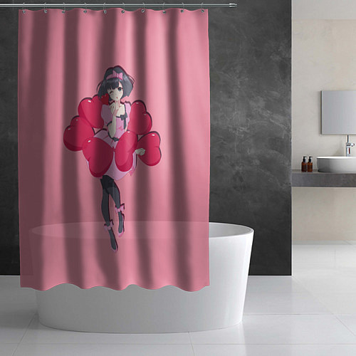Шторка для ванной Аниме Девушка Любовь / 3D-принт – фото 2