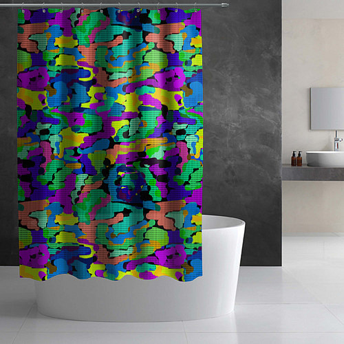 Шторка для ванной Камуфляж в ярких тонах / 3D-принт – фото 2