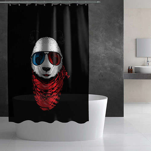 Шторка для ванной Панда Хипстер в Очках / 3D-принт – фото 2