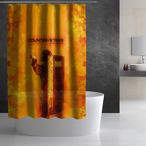 Шторка для ванной CS GO FIRE КС ГО Z / 3D-принт – фото 2