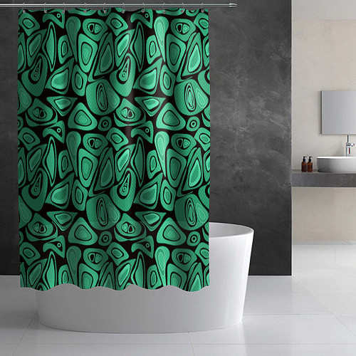 Шторка для ванной Зеленый абстрактный узор / 3D-принт – фото 2