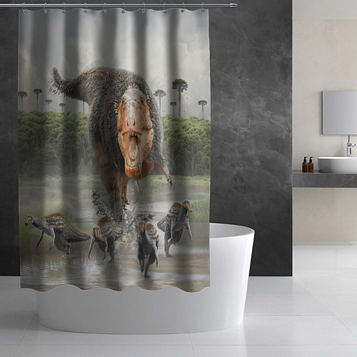 Шторка для ванной Т-Рекс Динозавр Dino Z / 3D-принт – фото 2