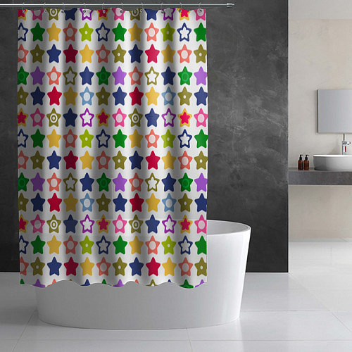 Шторка для ванной Разноцветные звездочки / 3D-принт – фото 2