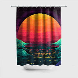 Шторка для душа Пиксельный закат, цвет: 3D-принт
