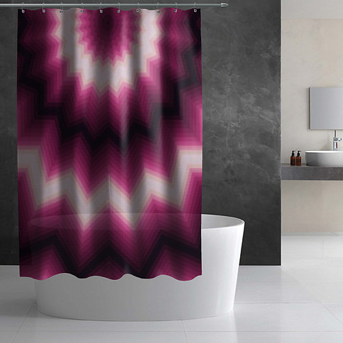 Шторка для ванной Черно-пурпурный калейдоскоп / 3D-принт – фото 2