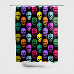 Шторка для душа Разноцветные черепа Готика, цвет: 3D-принт