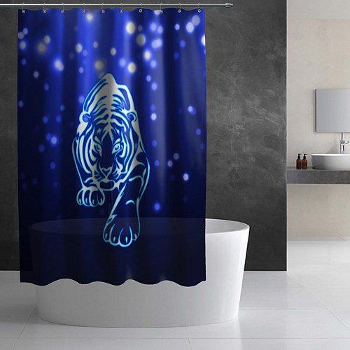 Шторка для ванной Неоновый тигр / 3D-принт – фото 2