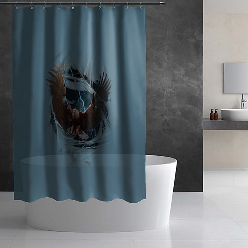 Шторка для ванной ОРЕЛ СКВОЗЬ ТКАНЬ / 3D-принт – фото 2