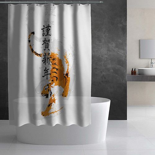 Шторка для ванной Китайский тигр / 3D-принт – фото 2