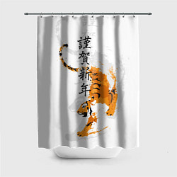 Шторка для душа Китайский тигр, цвет: 3D-принт