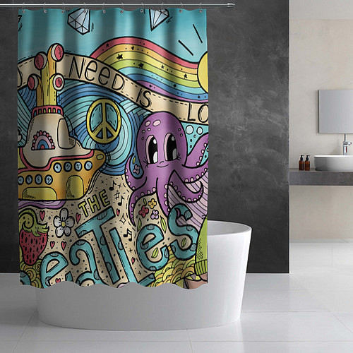 Шторка для ванной All you need is The Beatles / 3D-принт – фото 2