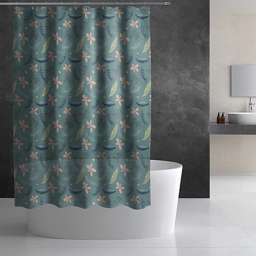 Шторка для ванной Цветочный принт Декоративный винтажный узор с цвет / 3D-принт – фото 2