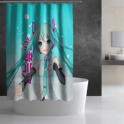 Шторка для душа Hatsune Miku, Мику Хацунэ, цвет: 3D-принт — фото 2